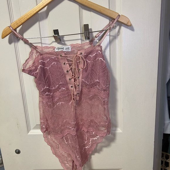 Pink Lace Bodysuit, NWT - Picture 2 of 4